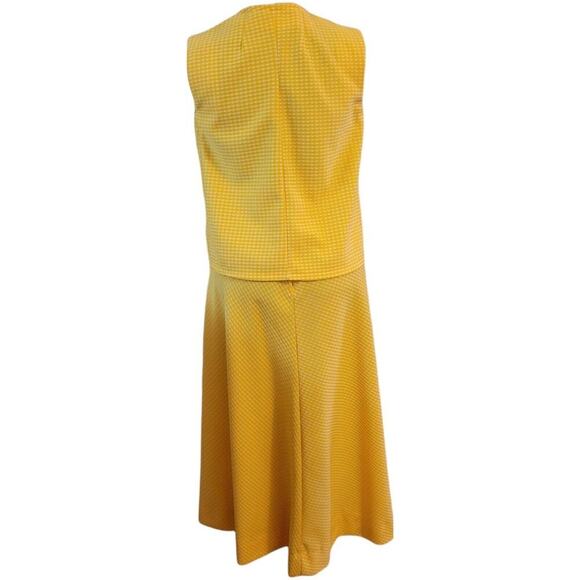 womens Vintage 1970s Yellow Gigham coord set matching two piece vest maxi skirt - Picture 3 of 8